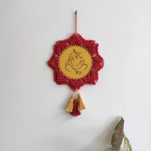 Ganpati Glow - Macramé Wall Charm
